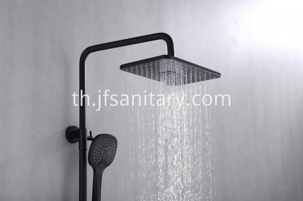 Black Square Shower Mixer Set With Marble Shelf